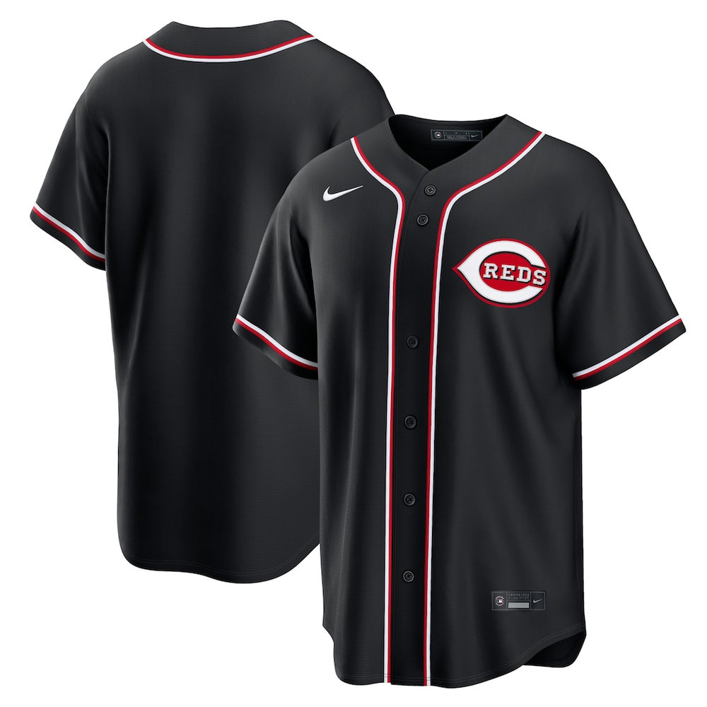Men's Cincinnati Reds Fashion Replica Black Out Jersey