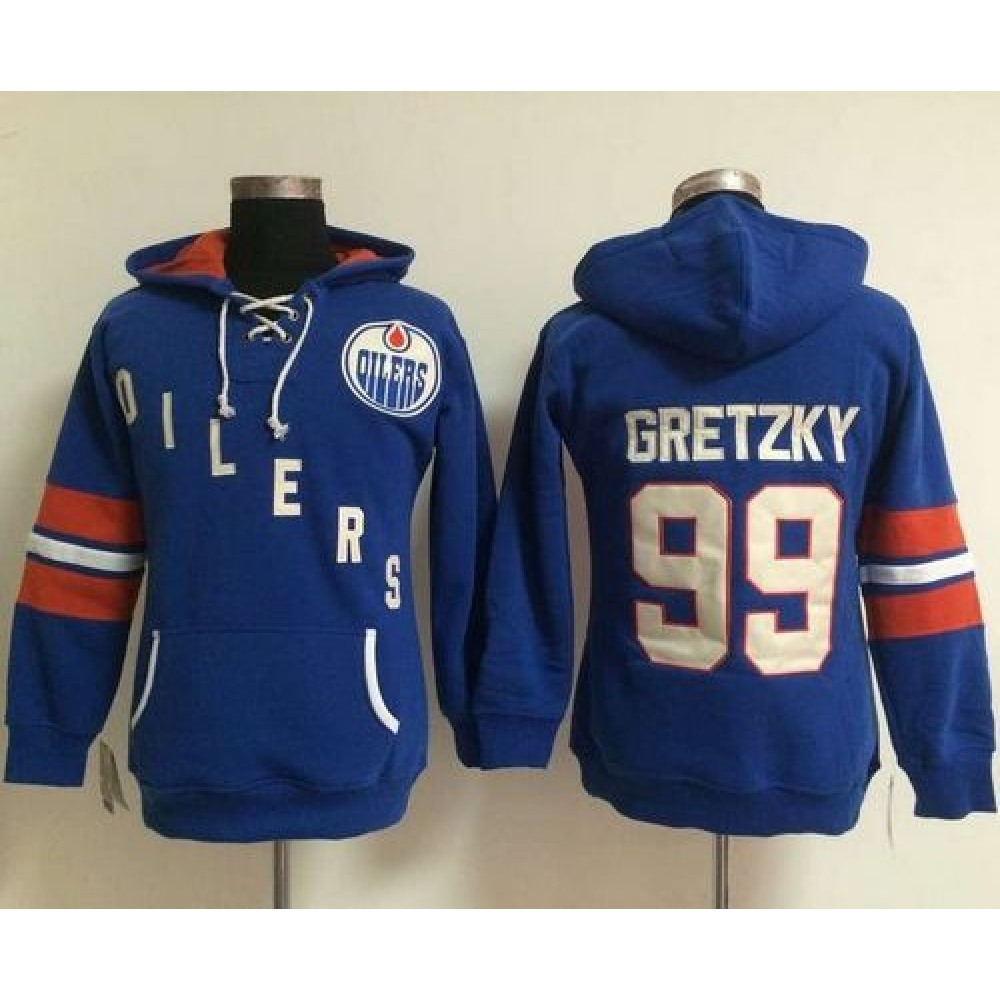 Edmonton Oilers #99 Wayne Gretzky Light Blue Women's Old Time Heidi NHL Hoodie