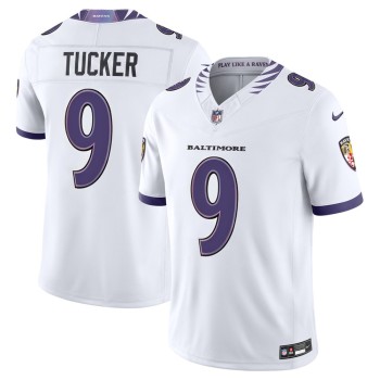 Men's Baltimore Ravens #9 Justin Tucker White Vapor F.U.S.E. Sewn Down Limited Jersey