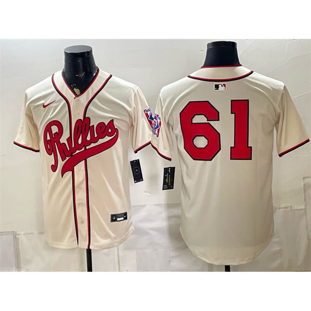 Youth Philadelphia Phillies #61 Cristopher Sanchez Cream 2026 Field of Dreams Stadium Stitched Baseball Jersey