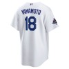 Men's Los Angeles Dodgers #18 Yoshinobu Yamamoto White 2024 World Series Champions Big &Tall Replica Player Jersey
