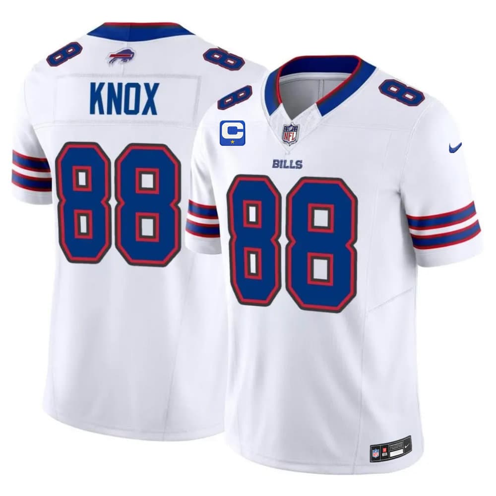 Men's Buffalo Bills #88 Dawson Knox White 2026 With 1-Star C Patch Vapor F.U.S.E. Untouchable Limited Jersey