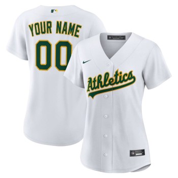 Women's Oakland Athletics White Stitched Baseball Custom Jersey