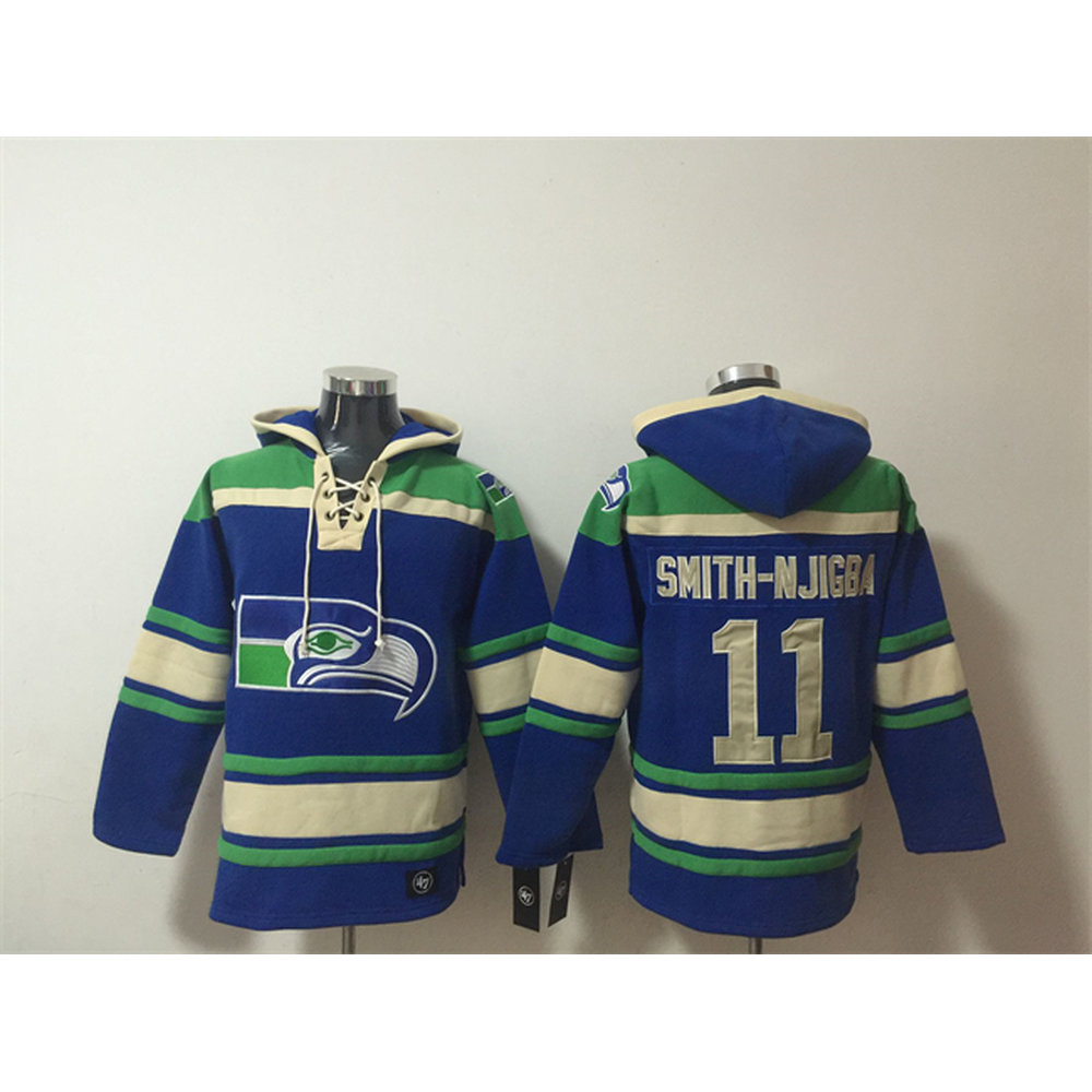 Men's Seattle Seahawks #11 Jaxon Smith-Njigba Royal Ageless Must-Have Lace-Up Pullover Hoodie