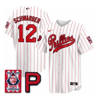 Men's Philadelphia Phillies #12 Kyle Schwarber White Stitched Baseball Jersey