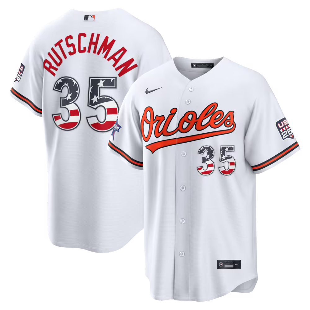 Men's Baltimore Orioles #35 Adley Rutschman Nike White 2026 All-Star Edition Stars & Stripes Stadium Jersey