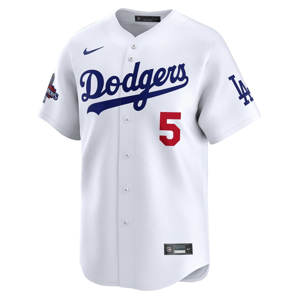 Men's Los Angeles Dodgers #5 Freddie Freeman White 2024 World Series Champions Home Limited Player Jersey