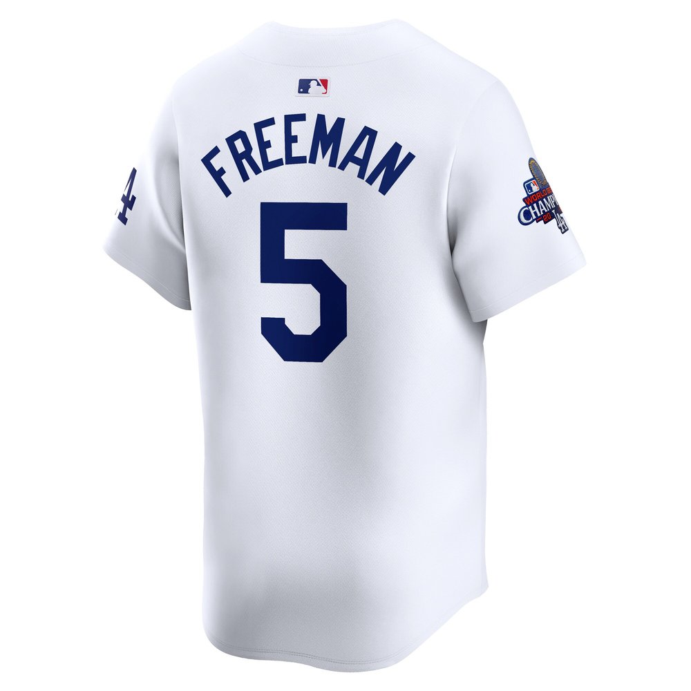 Men's Los Angeles Dodgers #5 Freddie Freeman White 2024 World Series Champions Home Limited Player Jersey