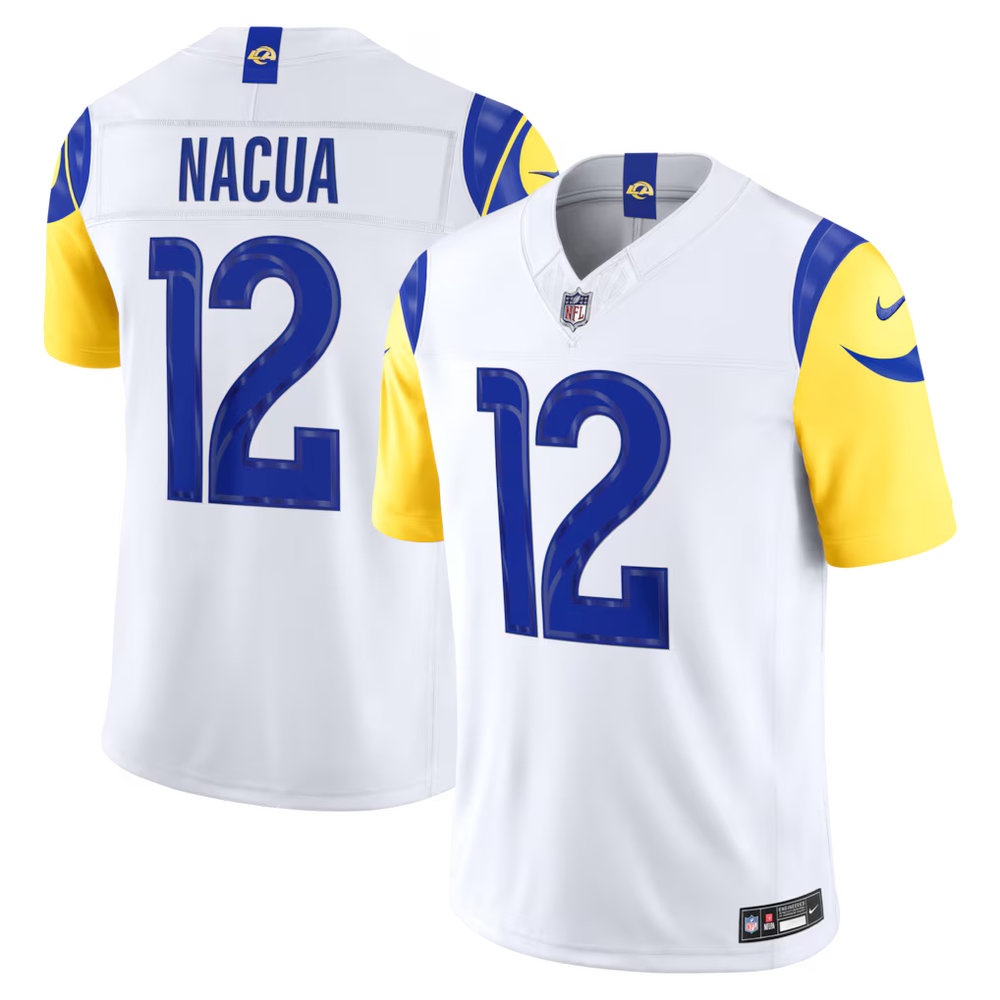 Men's Los Angeles Rams #12 Puka Nacua White Vapor F.U.S.E. Sewn Down Limited Jersey