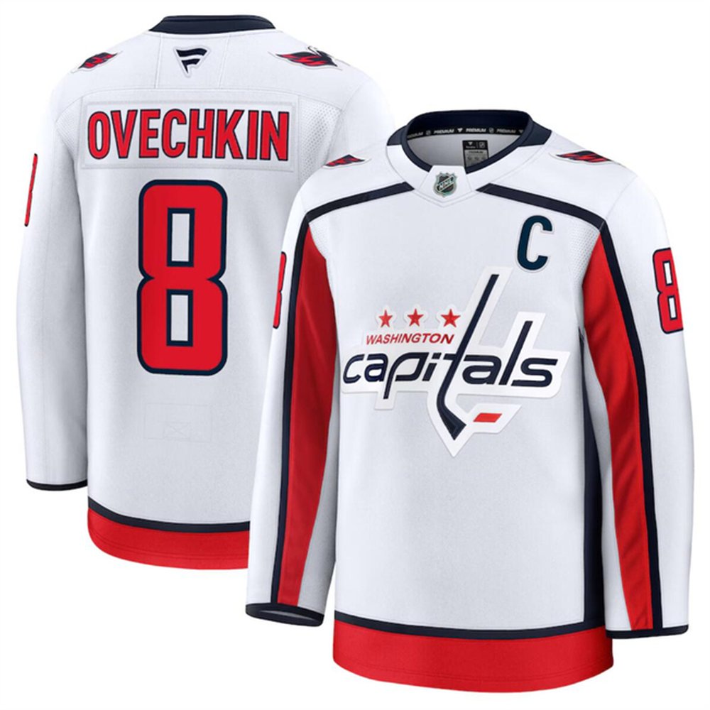 Youth Washington Capitals #8 Alexander Ovechkin White 2024-25 Away Stitched Hockey Jersey Youth Washington Capitals #8 Alexander Ovechkin White 2024-25 Away Stitched Hockey Jersey