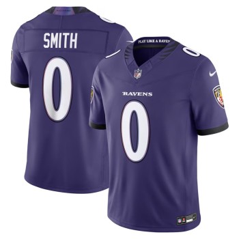 Men's Baltimore Ravens #0 Roquan Smith Purple Vapor F.U.S.E. Sewn Down Limited Jersey