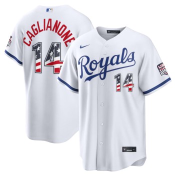 Youth Kansas City Royals #14 Jac Caglianone Nike White USA 250 Fourth of July Home Stadium Jersey