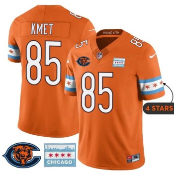 Youth Chicago Bears #85 Cole Kmet Orange City Edition With Chicago Flag Vapor F.U.S.E. Untouchable Limited Jersey