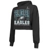 Women's Philadelphia Eagles  Threads Black Super Bowl LIX Champions Fair Catch Tri-Blend Cropped Pullover Hoodie