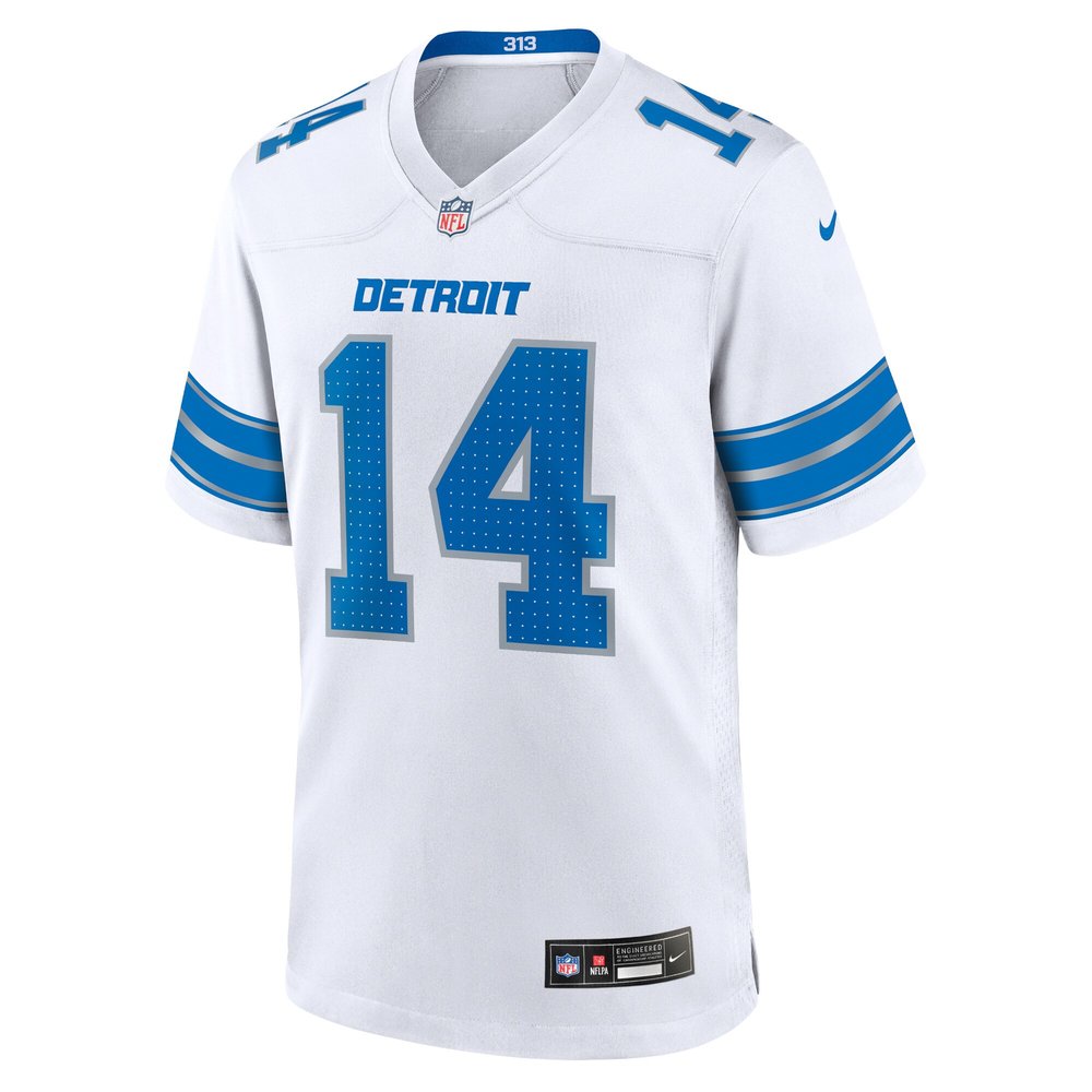 Men's Detroit Lions #14 Amon-Ra St. Brown White Game Jersey Men's Detroit Lions #14 Amon-Ra St. Brown White Game Jersey