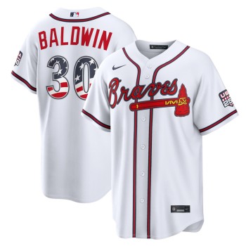 Youth Atlanta Braves #30 Drake Baldwin Nike White USA 250 Fourth of July Home Stadium Jersey