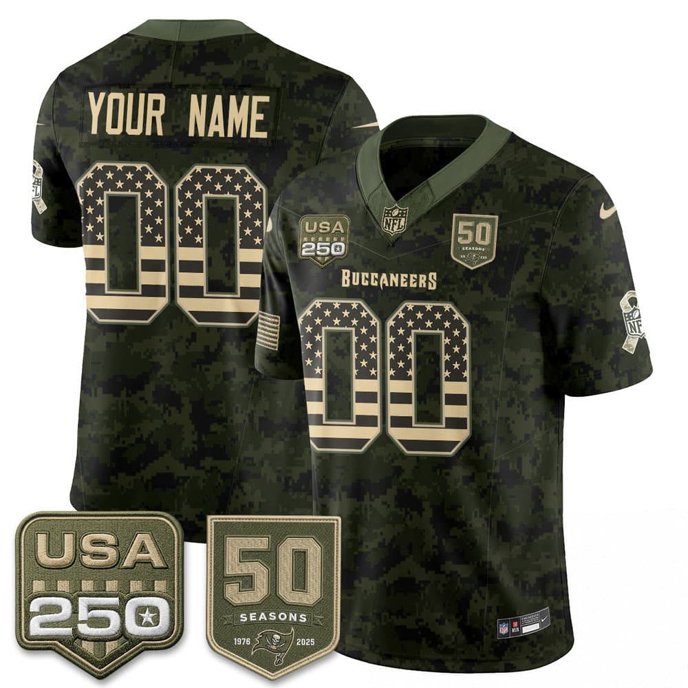 Youth Tampa Bay Buccaneers Camo 2026 Salute to Service Edition Vapor F.U.S.E. Limited Custom Jersey
