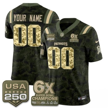 Youth New England Patriots Camo 2026 Salute to Service Vapor F.U.S.E. Limited Custom Jersey