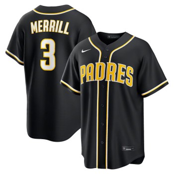 Men's San Diego Padres #3 Jackson Merrill Fashion Replica Black Out Jersey