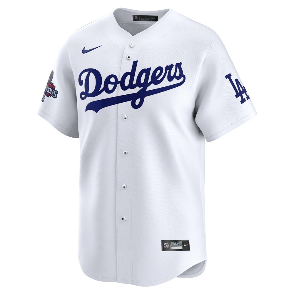 Men's Los Angeles Dodgers White 2024 World Series Champions Home Limited Jersey