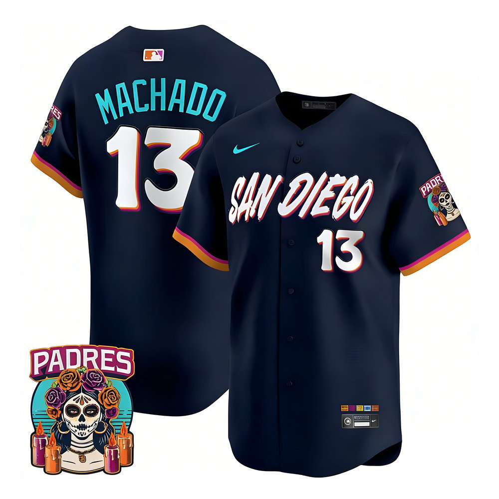 Men's San Diego Padres #13 Menny Machado Navy 2026 City Connect Stitched Jersey-Button Up