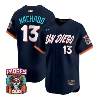 Men's San Diego Padres #13 Menny Machado Navy 2026 City Connect Stitched Jersey-Button Up