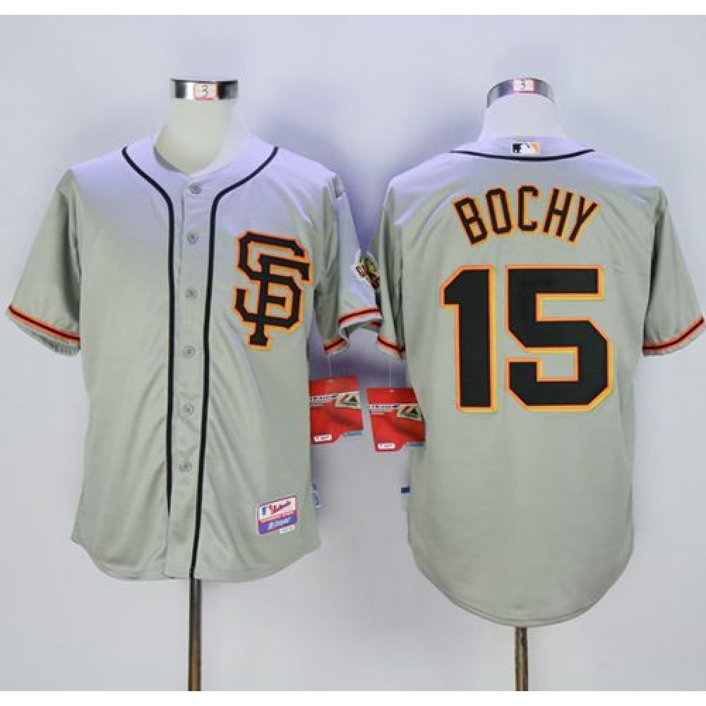 Giants #15 Bruce Bochy Grey Cool Base Road 2 Stitched MLB Jersey