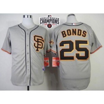 Giants #25 Barry Bonds Grey Road 2 Cool Base W/2014 World Series Champions Patch Stitched MLB Jersey Giants #25 Barry Bonds Grey Road 2 Cool Base W/2014 World Series Champions Patch Stitched MLB Jersey
