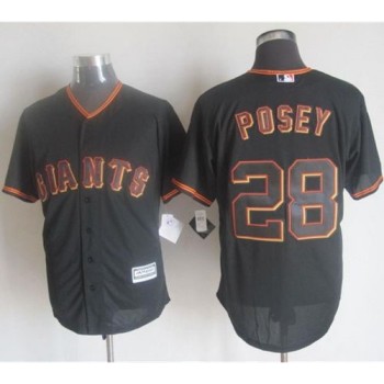 Giants #28 Buster Posey Black New Cool Base Stitched MLB Jersey