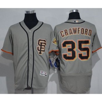 Giants #35 Brandon Crawford Grey Flexbase Authentic Collection Road 2 Stitched MLB jerseys