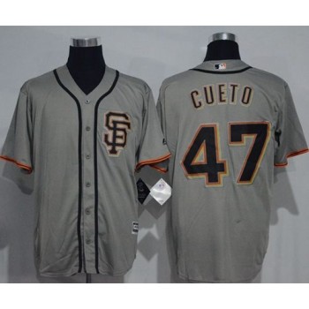 Giants #47 Johnny Cueto Grey New Cool Base Road 2 Stitched MLB Jersey