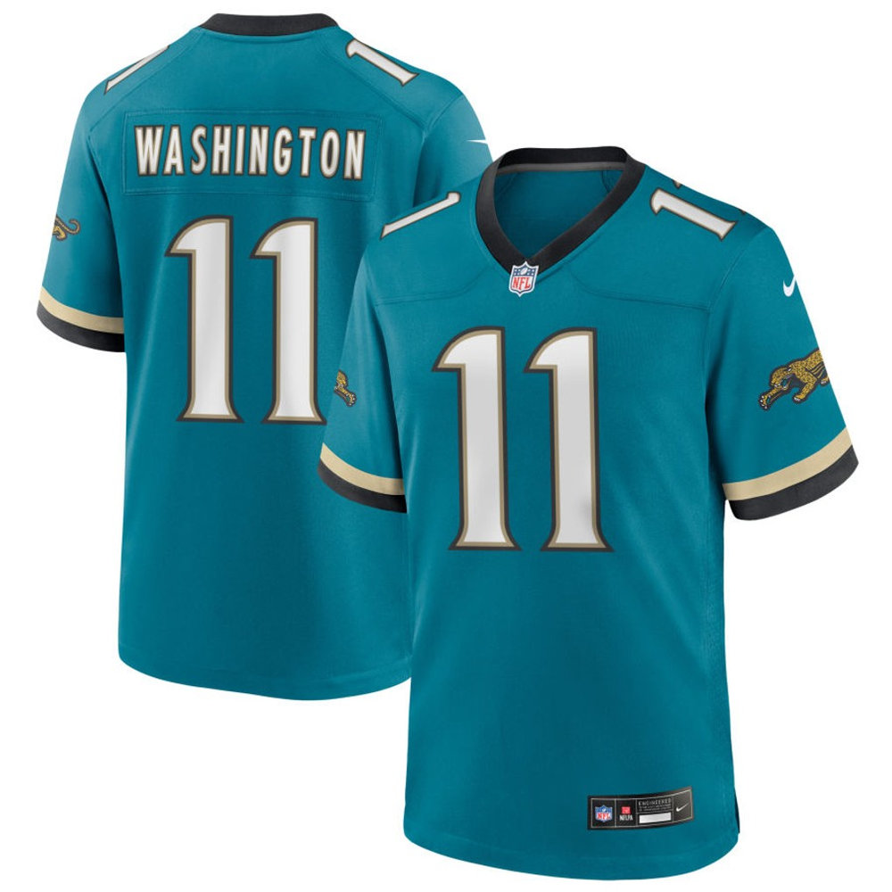 Men's Jacksonville Jaguars #11 Parker Washington Teal Game Jersey