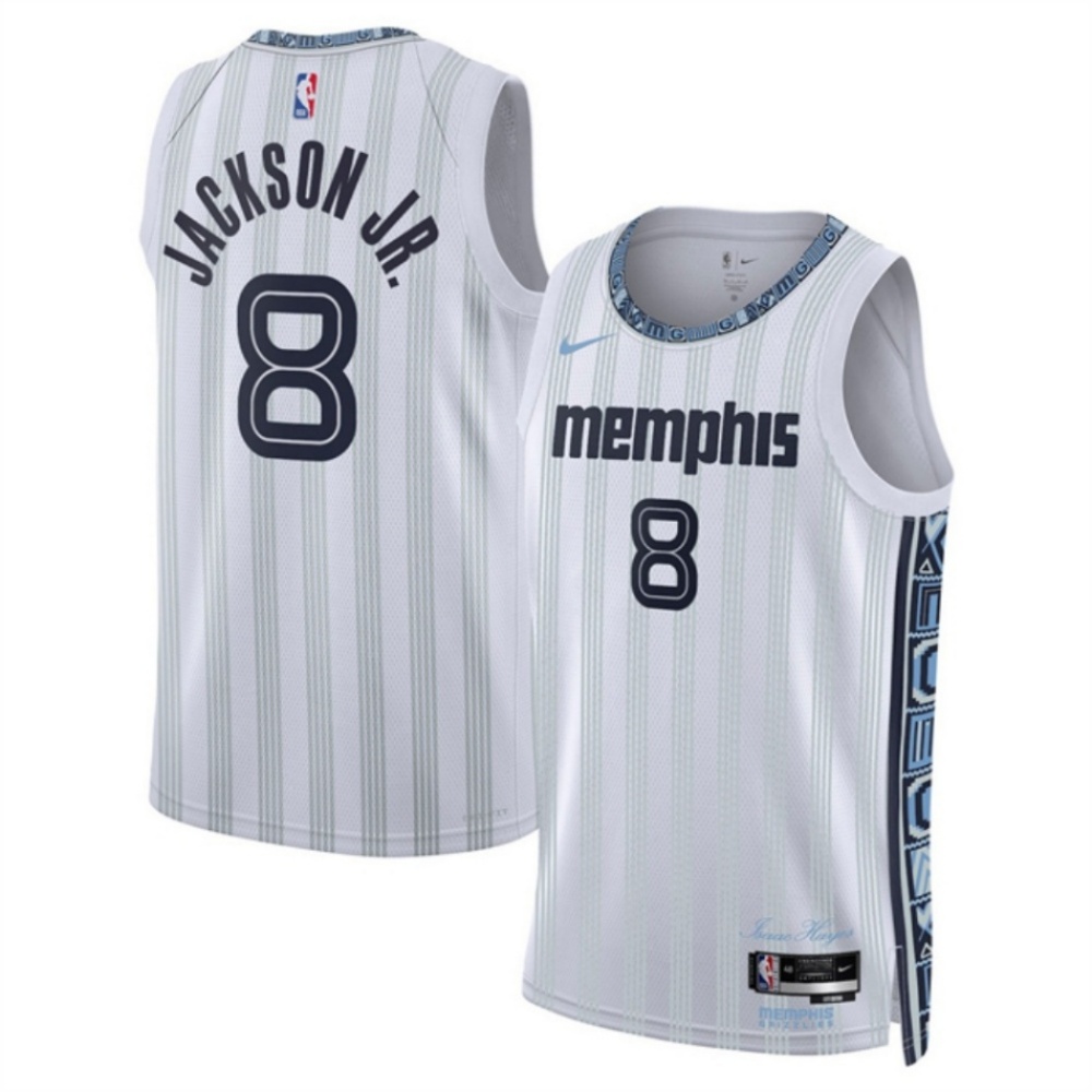 Men's Memphis Grizzlies #8 Jaren Jackson Jr. White 2025/26 City Edition Stitched Basketball Jersey