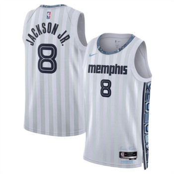 Men's Memphis Grizzlies #8 Jaren Jackson Jr. White 2025/26 City Edition Stitched Basketball Jersey