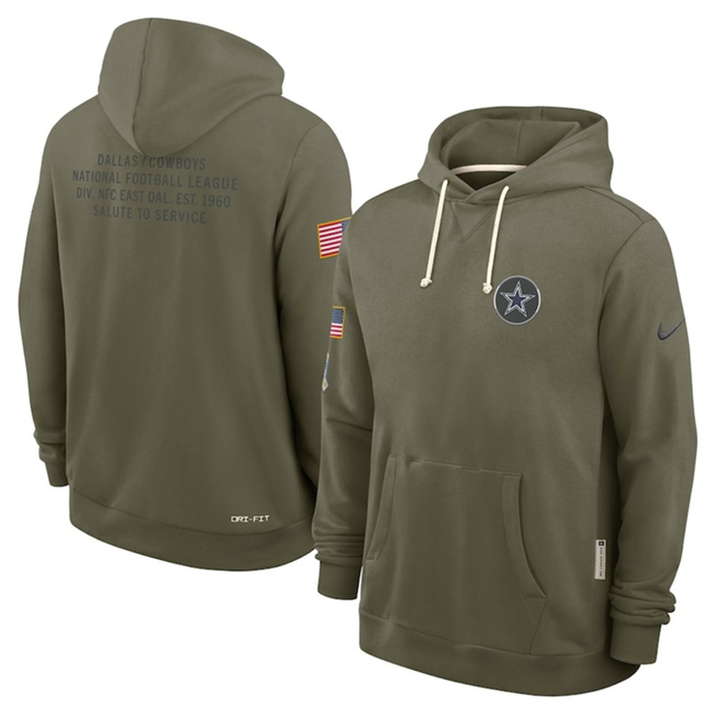 Men's Dallas Cowboys Olive 2025 Salute to Service Pullover Hoodie Men's Dallas Cowboys Olive 2025 Salute to Service Pullover Hoodie