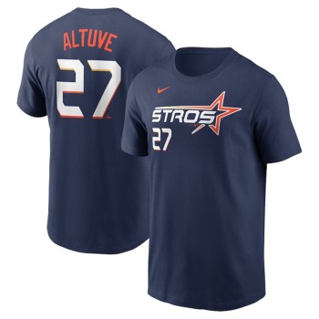 Men's Houston Astros #27 Jose Altuve Navy 2025 City Connect Fuse Name & Number T-Shirt Men's Houston Astros #27 Jose Altuve Navy 2025 City Connect Fuse Name & Number T-Shirt