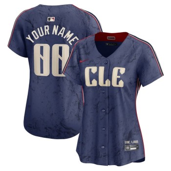 Women's Cleveland Guardians Navy City Connect Limited Custom Jersey Women's Cleveland Guardians Navy City Connect Limited Custom Jersey