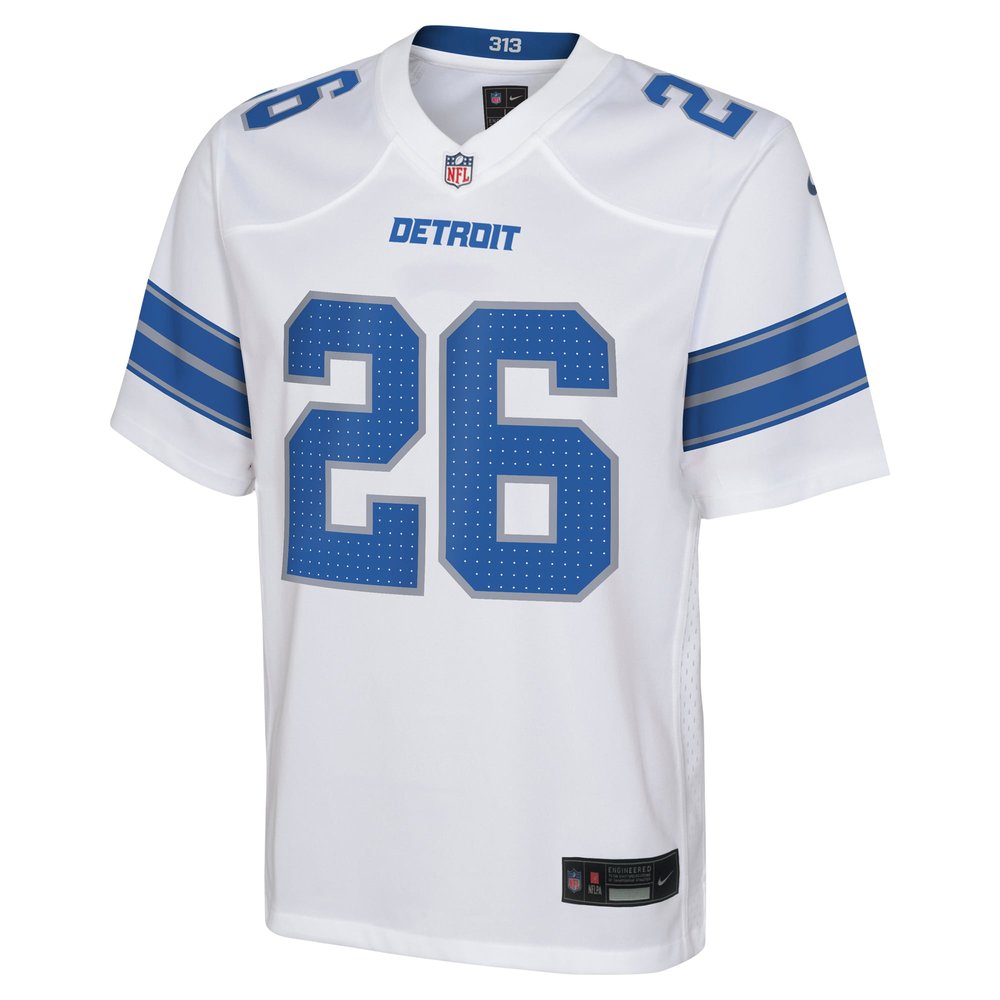 Youth Detroit Lions #26 Jahmyr Gibbs White Player Game Jersey