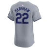 Men's Los Angeles Dodgers #22 Clayton Kershaw Gray 2024 World Series Road Elite Player Jersey