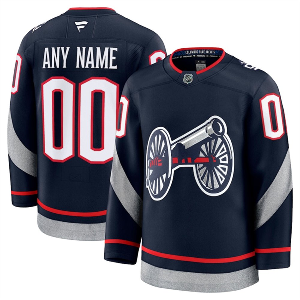 Men's Columbus Blue Jackets Custom Navy 2024-25 Stitched Hockey Premium Jersey