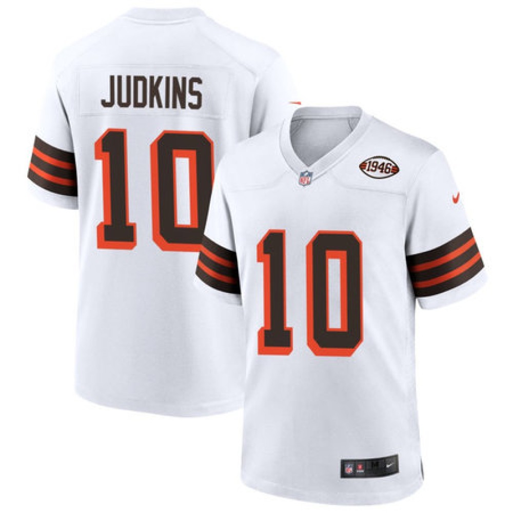 Men's Cleveland Browns #10 Quinshon Judkins White 1946 Collection Game Jersey Men's Cleveland Browns #10 Quinshon Judkins White 1946 Collection Game Jersey