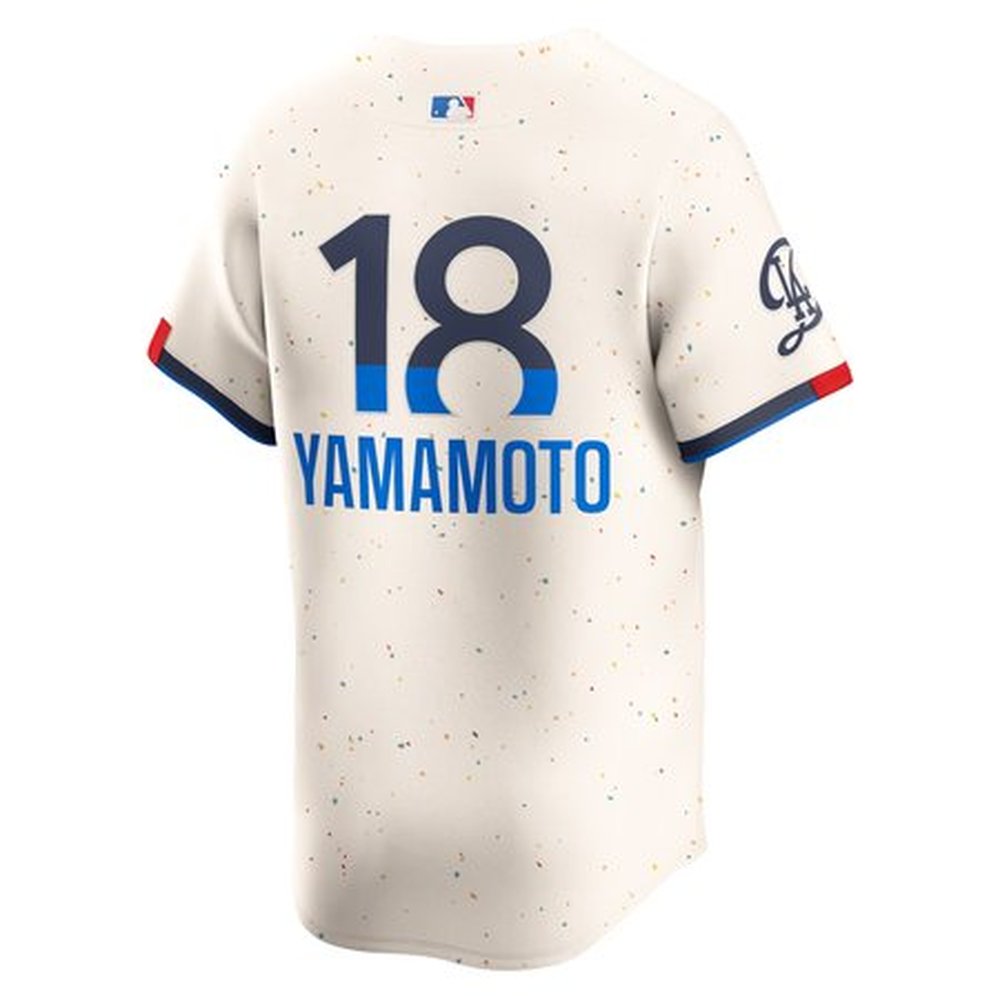 Men's Los Angeles Dodgers #18 Yoshinobu Yamamoto Cream 2024 City Connect Limited Player Jersey Men's Los Angeles Dodgers #18 Yoshinobu Yamamoto Cream 2024 City Connect Limited Player Jersey