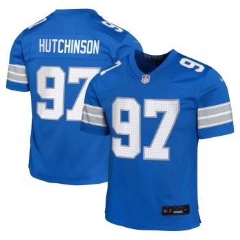 Youth Detroit Lions #97 Aidan Hutchinson Blue Team Player Game Jersey Youth Detroit Lions #97 Aidan Hutchinson Blue Team Player Game Jersey