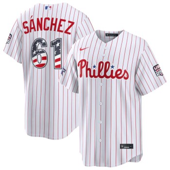 Men's Philadelphia Phillies #61 Cristopher Sanchez Nike White 2026 All-Star Edition Stars & Stripes Stadium Jersey