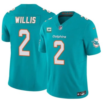 Men's Miami Dolphins #2 Malik Willis Aqua 2026 1-Star C Patch Vapor F.U.S.E. Limited Jersey Men's Miami Dolphins #2 Malik Willis Aqua 2026 1-Star C Patch Vapor F.U.S.E. Limited Jersey