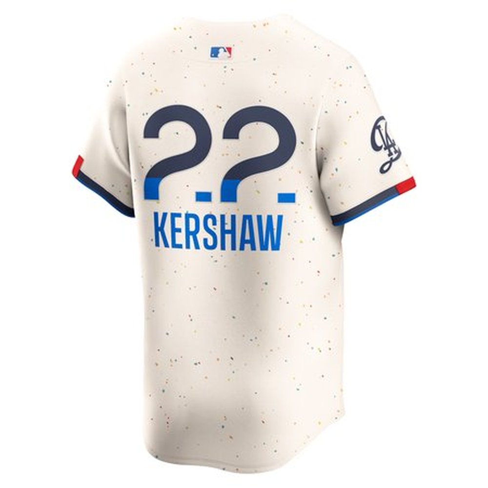 Men's Los Angeles Dodgers #22 Clayton Kershaw Cream 2024 City Connect Limited Player Jersey