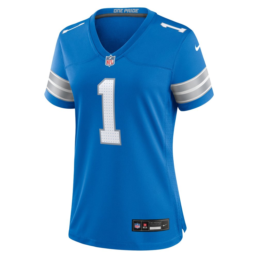 Men's Detroit Lions Number 1 Mom Blue Game Jersey Men's Detroit Lions Number 1 Mom Blue Game Jersey