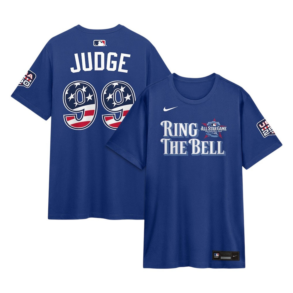 Men's American League #99 Aaron Judge Nike Rush Blue 2026 All-Star Game Name & Number T-Shirt