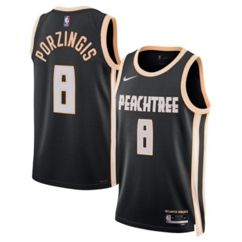 Men's Atlanta Hawks #8 Kristaps Porziņģis Black 2025/26 City Edition Stitched Jersey