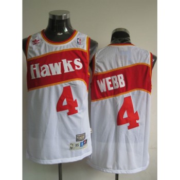 Hawks #4 Spud Webb White Stitched Throwback NBA Jersey Hawks #4 Spud Webb White Stitched Throwback NBA Jersey